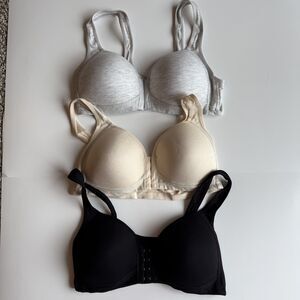 EssElegance Front Closure Push-Up Bra Wire-Free 3 Pack Size Medium